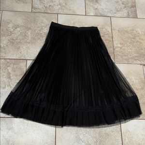 Elegant Pleated  Black A-Line Skirt